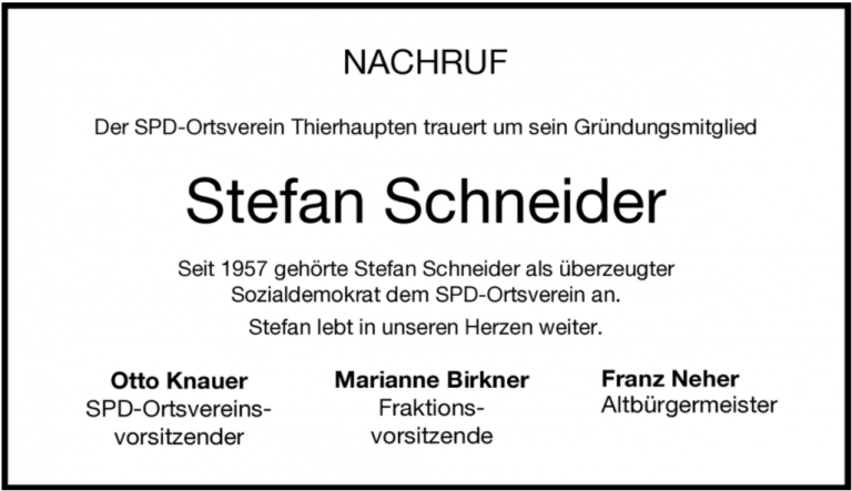 Nachruf Stefan Schneider